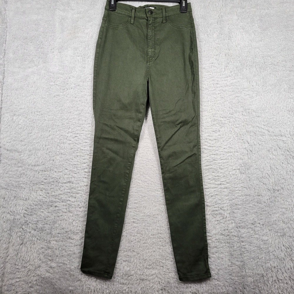 Fashion Nova Skinny Pants Womens Jr 11 Green High Rise Stretch 26x31